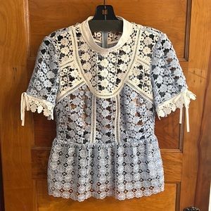 Self-Portrait Lace Peplum Top